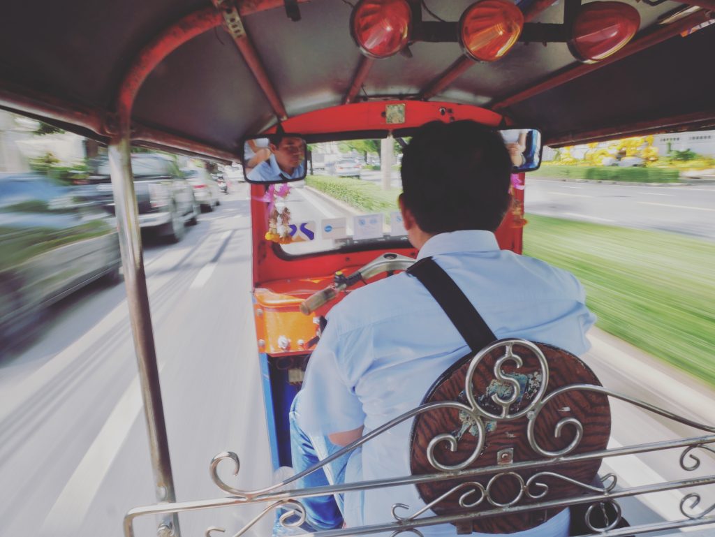 Riding a Tuk Tuk in Thailand