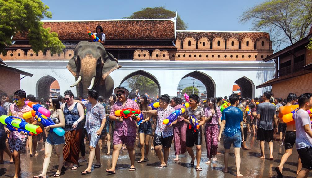 festive water fights in thapae gate